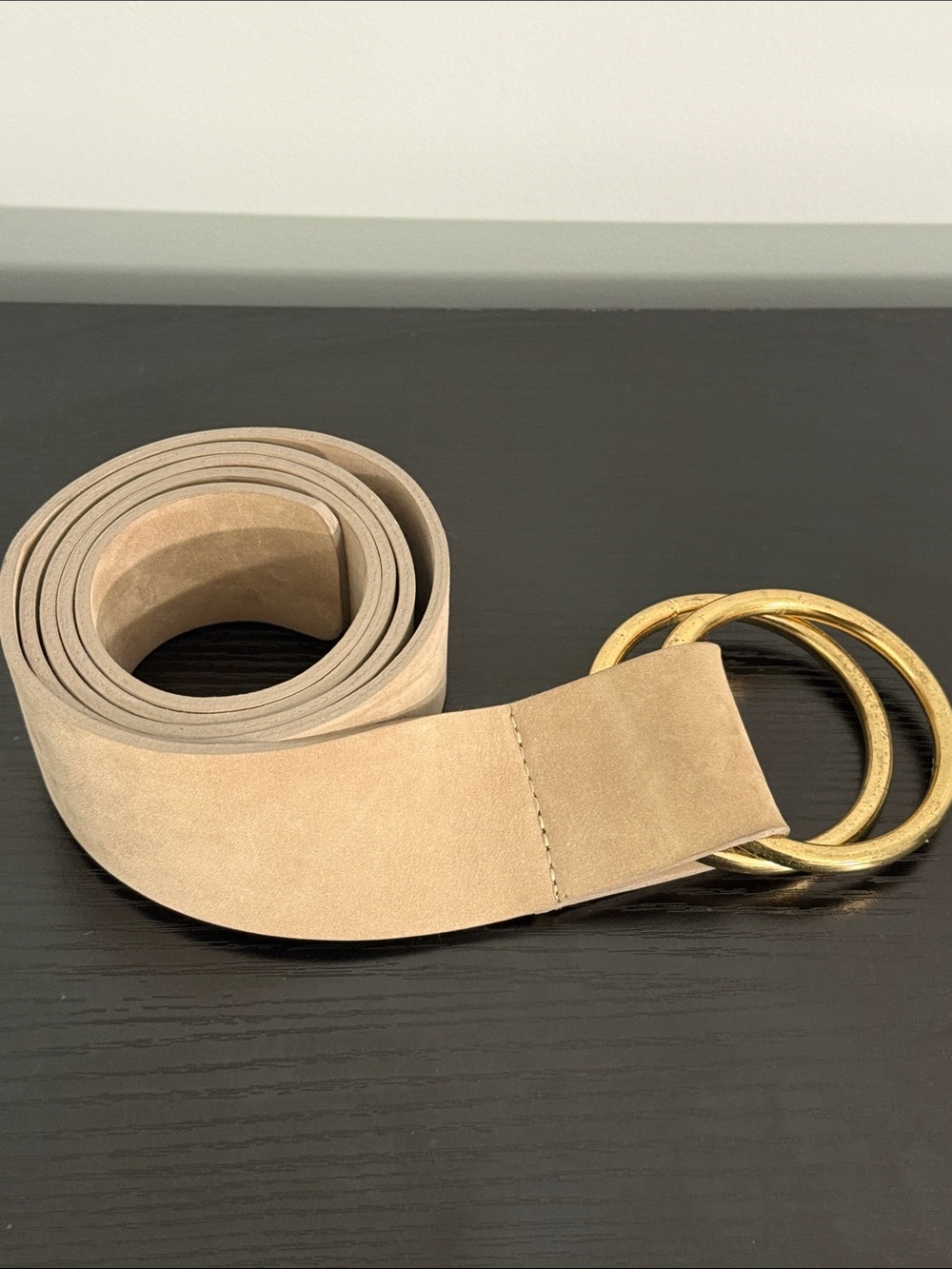 B-Low The Belt Tumble Suede Wrap Waist Belt Sz M/L Gold Double Ring Bohemian